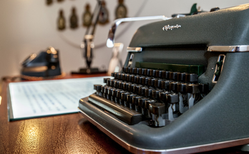 1940s typewriter on display