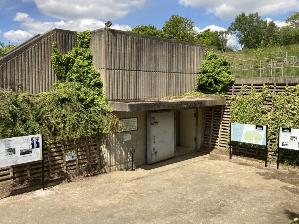 Photo of the Bunker Entrance showing the new permanent exhibition on display there.